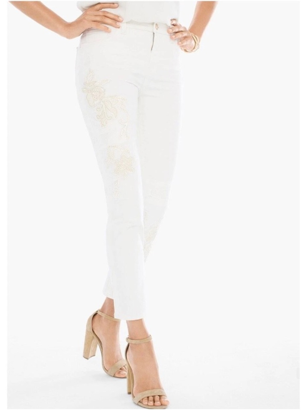 CHICOS So Slimming  White Straight-Leg Jeans 4